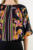 THML Black Floral Center Stripe Top CW