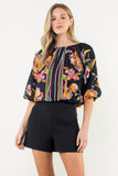 THML Black Floral Center Stripe Top CW
