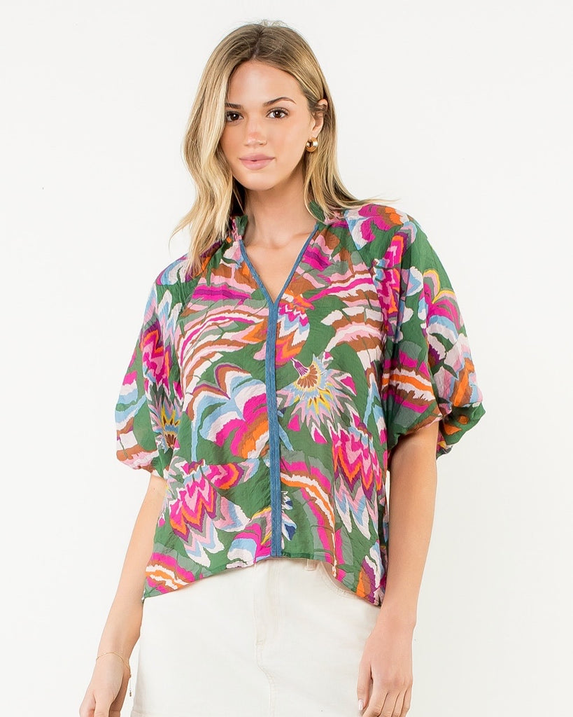 THML Green Print Top CW