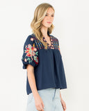 THML Navy Multicolor Embroidered Top CW