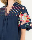 THML Navy Multicolor Embroidered Top CW