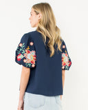 THML Navy Multicolor Embroidered Top CW