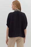 Entro leopard collar black top CW
