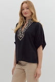 Entro leopard collar black top CW