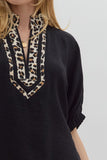 Entro leopard collar black top CW