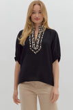 Entro leopard collar black top CW