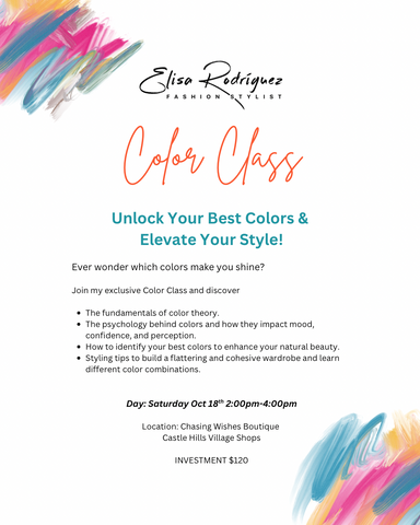 Color Class I Saturday, October 18th 2:00-4:00pm