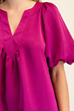 Glam Magenta V Neck Top CW