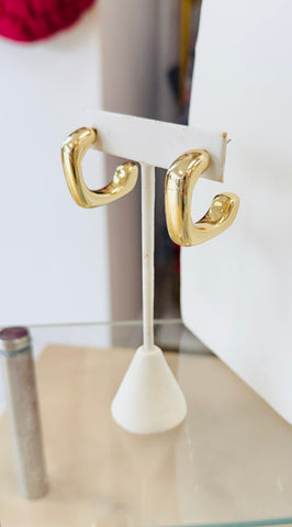 Gold Square Chunky Hoop Earrings