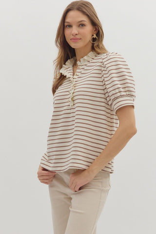 Entro Mocha Striped Top CW