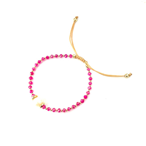 Pink Beaded Pearl Bracelet