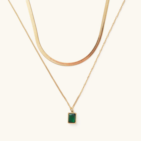 Juliana Emerald Double Chain Necklace