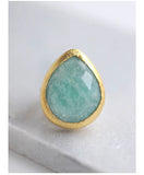 Teardrop Gold Amazonite Ring