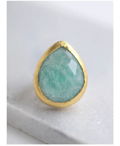 Teardrop Gold Amazonite Ring