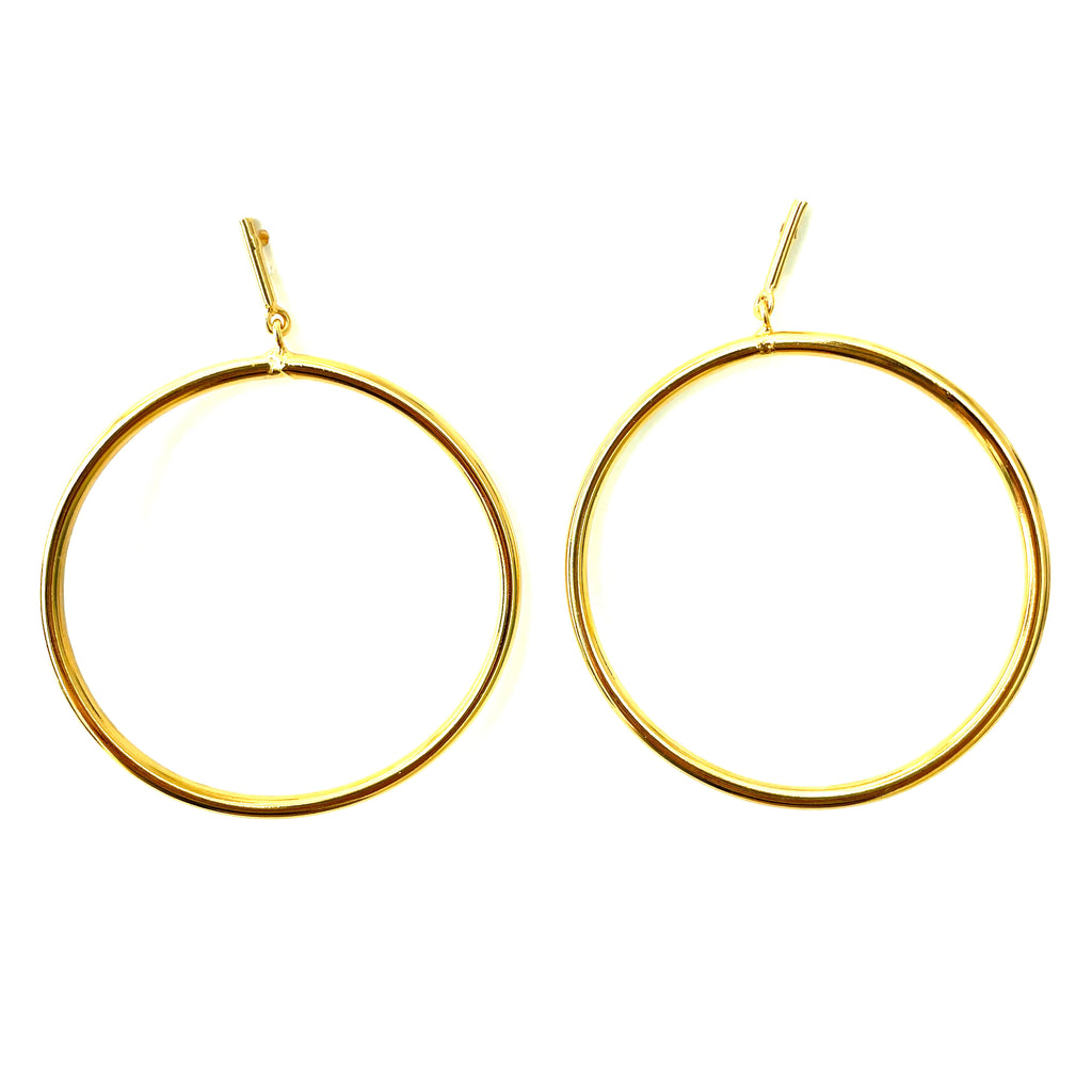 Linear Post Gold Hoop Earrings