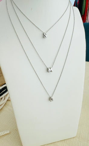 Mini Bubble Initial Silver Necklace