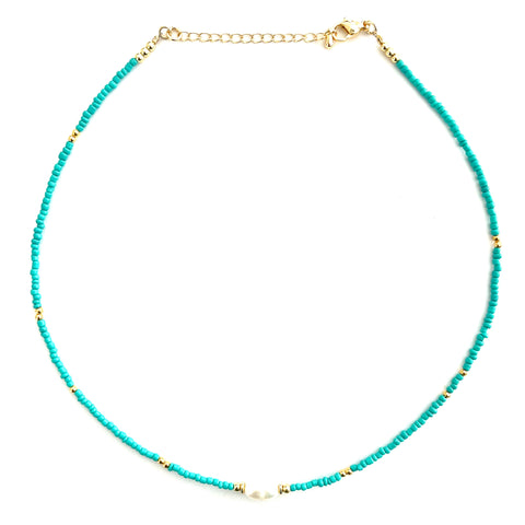Turquoise Single Pearl Necklace