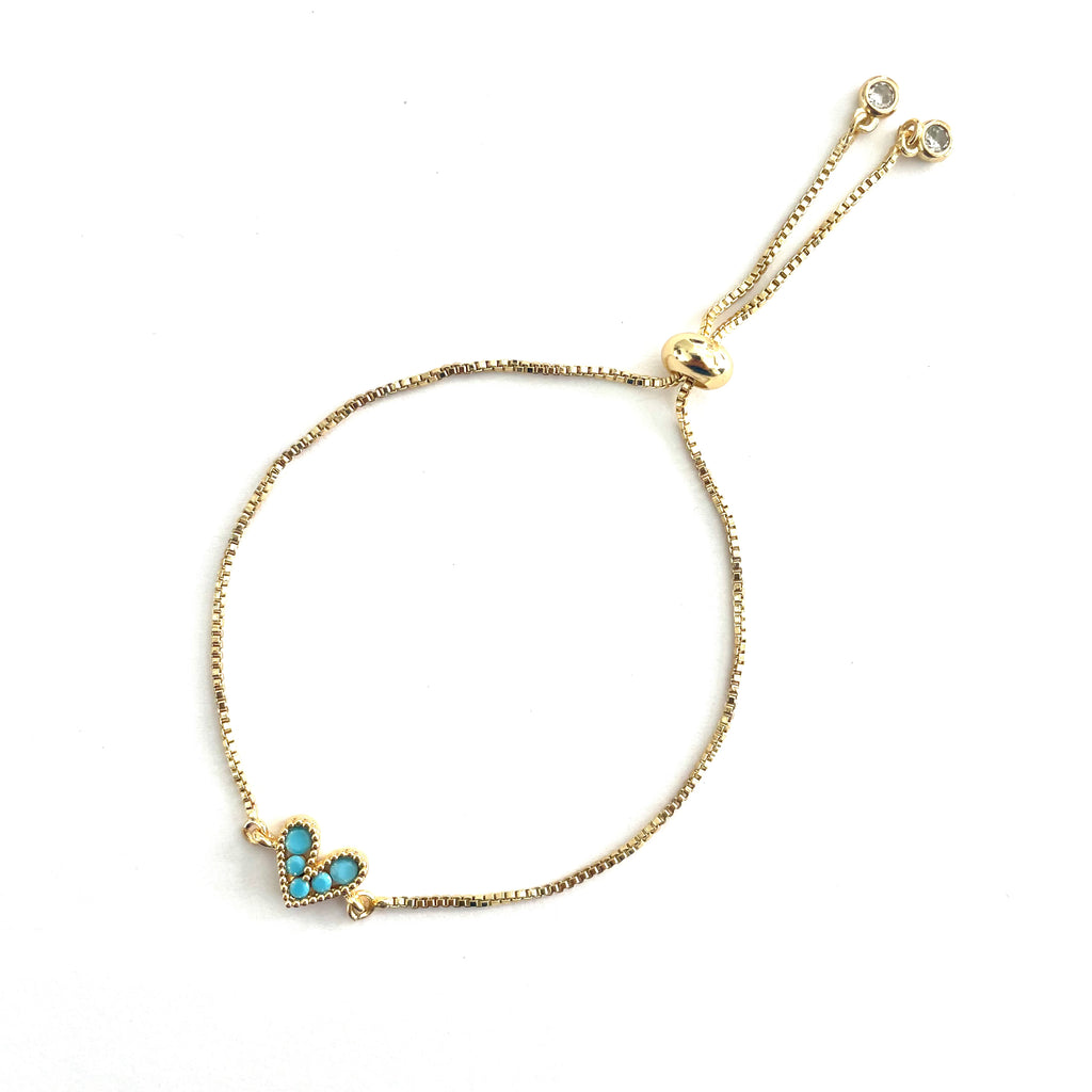 Heart Slider Bracelet - Turquoise