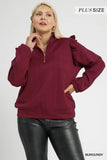 Umgee Burgundy Cable Knit Pullover CW
