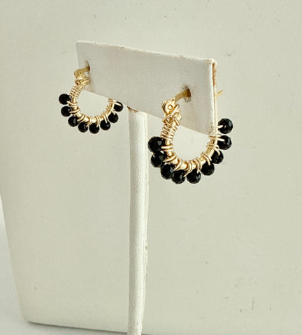 Beaded Hoop Small Black