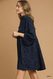 Umgee Navy Jacquard Dress CW