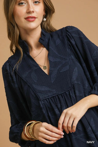 Umgee Navy Jacquard Dress CW