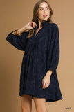 Umgee Navy Jacquard Dress CW