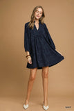 Umgee Navy Jacquard Dress CW
