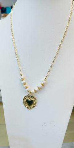 Heart and Pearl Necklace