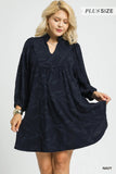 Umgee Navy Jacquard Dress CW