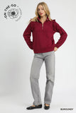 Umgee Burgundy Cable Knit Pullover CW