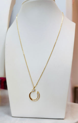 Moon Necklace Gold & Crystals