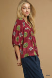 Umgee Wine Boho Blouse CW