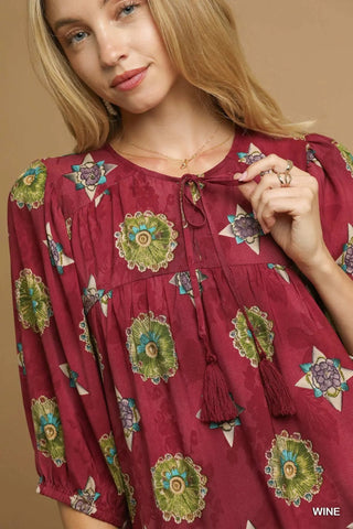 Umgee Wine Boho Blouse CW
