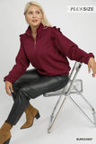 Umgee Burgundy Cable Knit Pullover CW