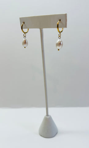 Gold Single Pearl Earrings