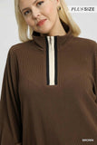 Umgee Chocolate Half-Zip Top CW