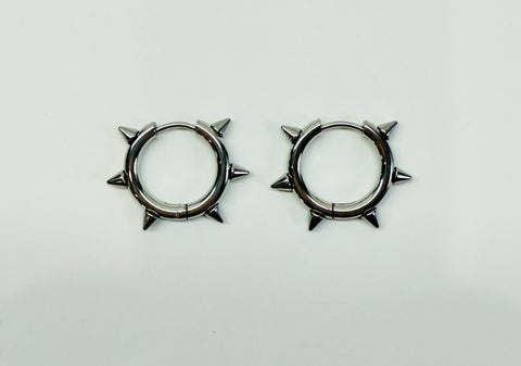Silver Spiky Hoop Earrings