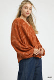 Umgee Rust Jacquard Blouse CW