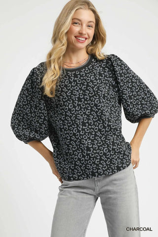 Umgee Charcoal Leopard Top CW