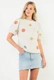 THML Cream Floral Embroidered Top CW