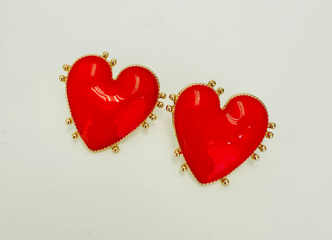 Heart Enamel Earrings