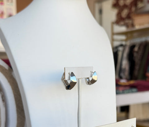 Geometric Silver Hoop Earrings