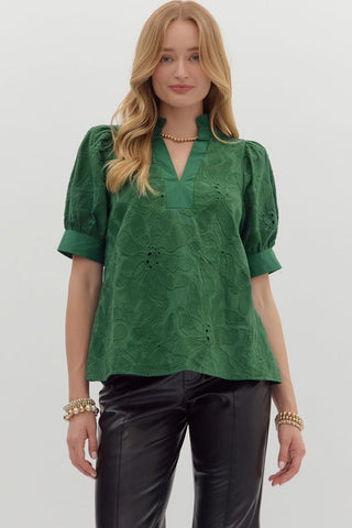 Entro Green Jacquard Top CW