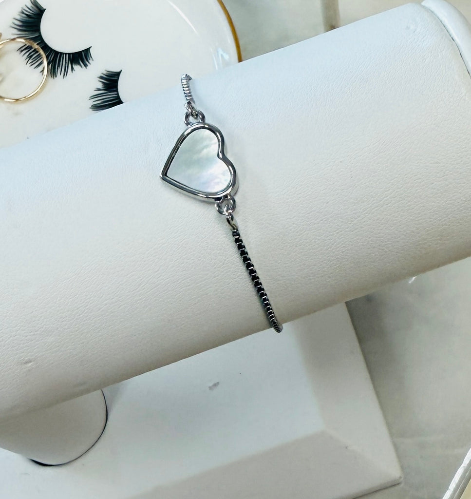 Silver Slider Heart Bracelet