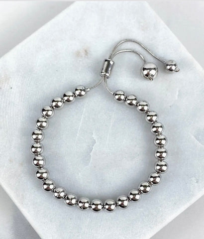 Silver Bead Slider Bracelet