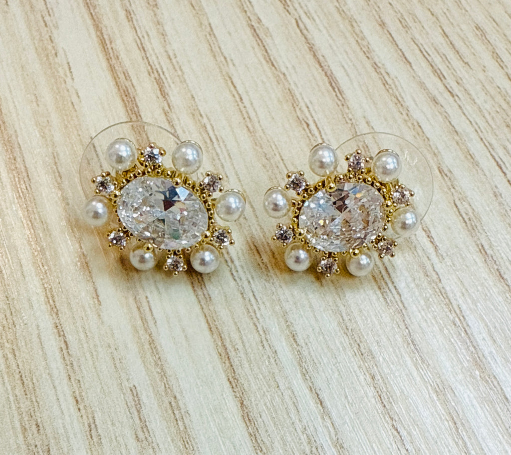 Crystal and Pearl Earrings