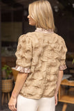 Voy Tan Satin Ruffled Top CW