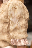 Voy Tan Satin Ruffled Top CW