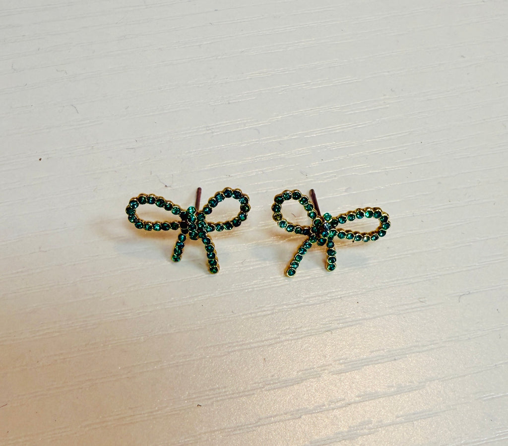 Green Bow Earrings